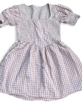 Tecovas Pink Gingham Smocked Mini Dress Size Small Cottagecore Prairie Western